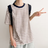 エクカラーブロックストライプ半袖Tシャツ (5 colors) H&L