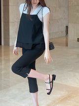 Beck V-Neck Ribbed Cap Sleeve Knit Tee
