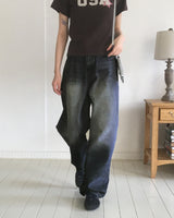 Dinty Back Pocket Wide Denim Pants