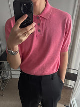 ASCLO Pigment Collar Short Sleeve Knit (5color)