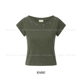 キット アイレット ボートネック スリム ショートスリーブ