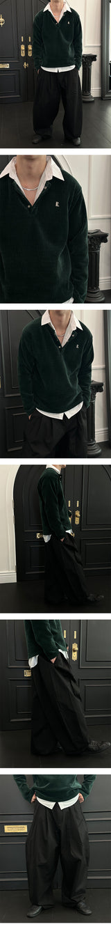 [Unisex] バルーンピンタックストラップパンツ(2color)
