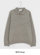 Huble Color Button Wool Collar Over Knit