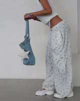 Flower cargo string jogger & wide pants
