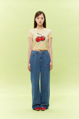 SIGNATURE BIG CHERRY CROP T-SHIRT - LEMON
