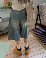カーゴバミューダデニムパンツ　ストラップセット