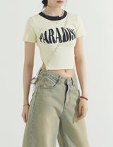 パラダイスサイドカッティングクロップドTシャツ