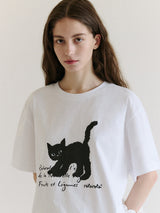 ローラキャットフレンズルーズフィットTシャツ ホワイト