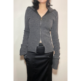 HIGH NECK ZIP-UP: GREY