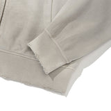 VINTAGE WASHING STUD POINT CROP HOODIE ZIP UP - OAT MEAL