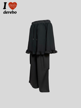 シフォンラップレイヤードバンディングパンツ