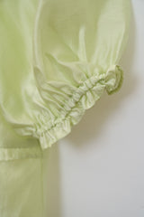 Frill Trim Tie-Front Blouse (Mint)