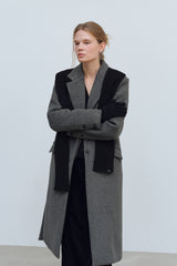 SIDE CUT OUT SINGLE WOOL COAT - CHARCOAL