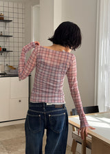 PLUMP CHECK SHIRRING TEE