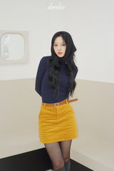 V-neck Slim Half Turtleneck Spandex Long-Sleeved T-Shirt