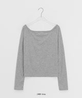 Domas Off-Shoulder Boat Neck Long Sleeve T-Shirt