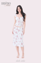 アンティーク フローラル パフューム スカート 2点セット (blouse+skirt set)