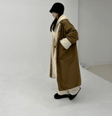 (UNISEX) 2WAY - 2 COLORS ウールオーバーサイズロングフィールドリバーシブルジャケット