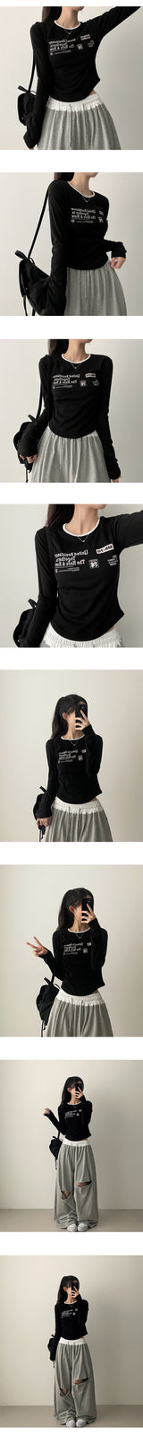 Bimbe color banding ダメージカッティング トレーニングワイドパンツ