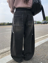 トソンウォッシングワイドポケットデニムパンツ
