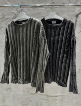 Dying Pigment Wash V-Neck Knitwear
