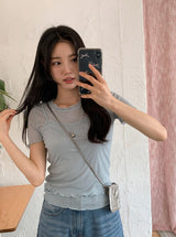 #Wave Point Short Sleeve T-shirt + Sleeveless Set (3color)
