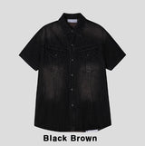 ターンポケットウォッシュデニムシャツ