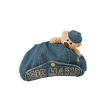 13DE MARZO Denim Cuffed Beret Hat