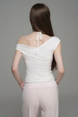 Soft blend layered top, White