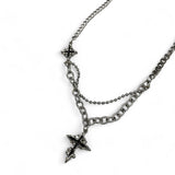 Double Cross Layered Fashion Street Mood Accessory Men's Unisex Necklace for Women
