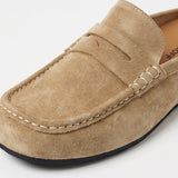 Suede Loafer Slides Camel
