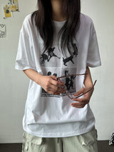 Juju Four Section Black White Oversized T-Shirt 4color