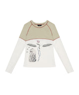 ビンテージオウルグラフィックラグランTシャツ_アイボリー