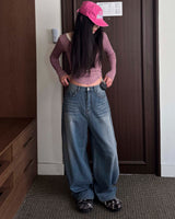 Stud denim pants