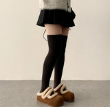 Guts warm pleats A-line wool miniskirt