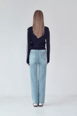 KIRSH PLAIN LINE POINT CABLE KNIT - DARK NAVY   