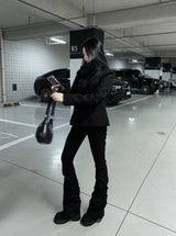 Long leg shirring silhouette pants