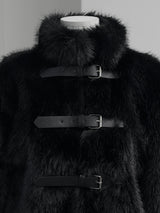 black buckle fur jacket