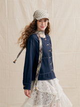 British Check Scarf Linen Blouse