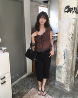 Frill shirring blouse