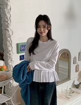 Trendy Layered Frill Long Sleeve T-shirt (3color)