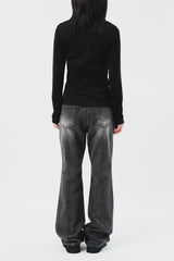 (W) Slit Flare Denim