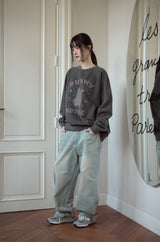 Pastel Bunny Raglan Pigment Sweatshirt