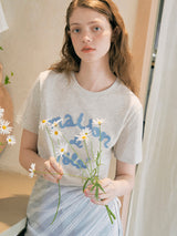 MAISON DE ROLA エンブロイダリーTシャツ メランジグレー
