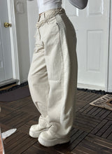 2color) Tweed side denim PT
