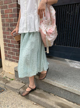 Chitoa Dot Chiffon Balloon Midi Skirt