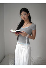Sky Lace Gray Short Sleeve Tee