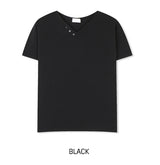 Veil Button V-neck Short Sleeve T-shirt