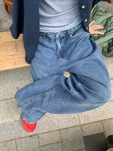 ハミールサイドボタンデニムワイドパンツ