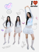 キャットシフォンバンディングフレアミニスカート